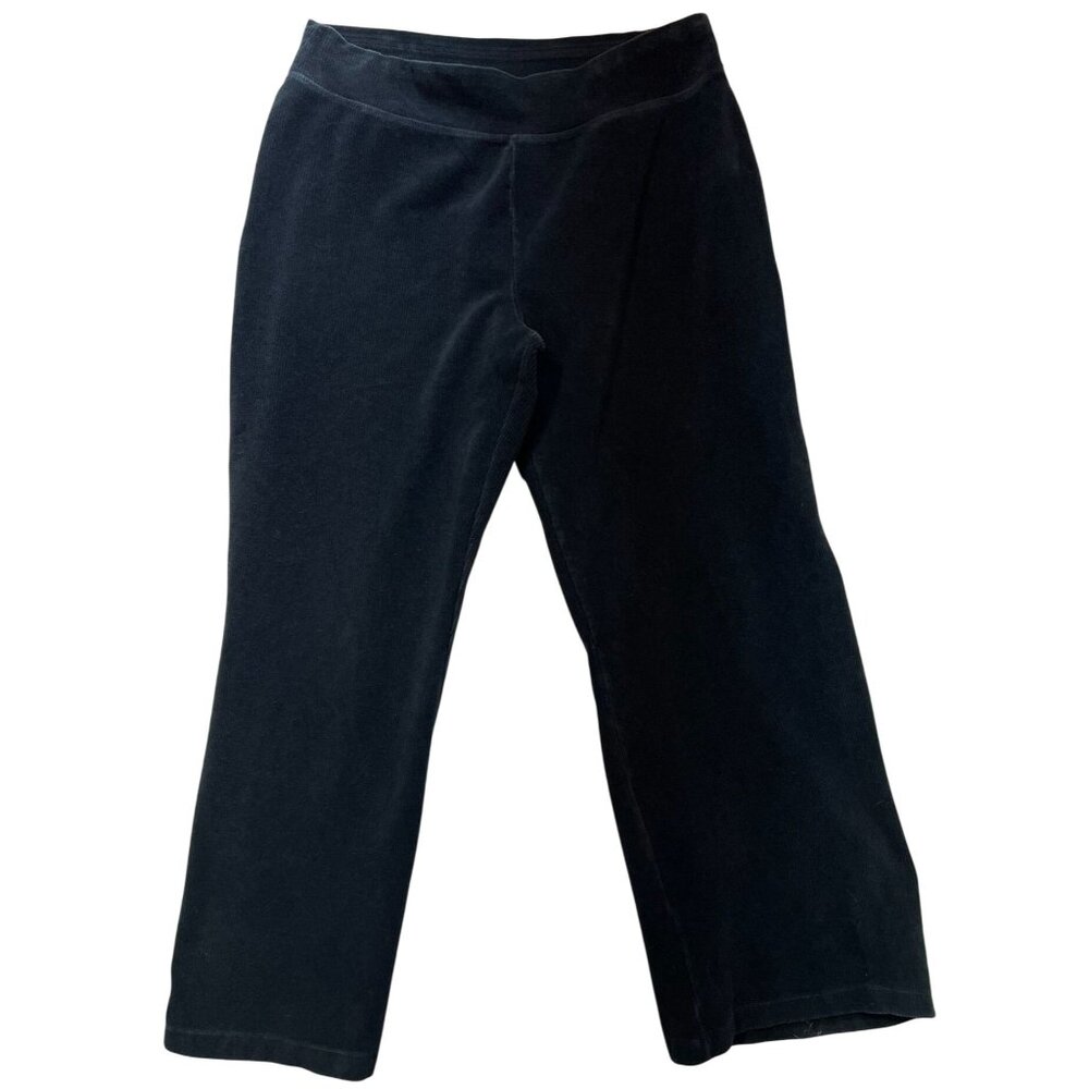Lands' End Women's Pull On Cotton Pants Wide Leg Stretch Size 14-16 Dark Gray